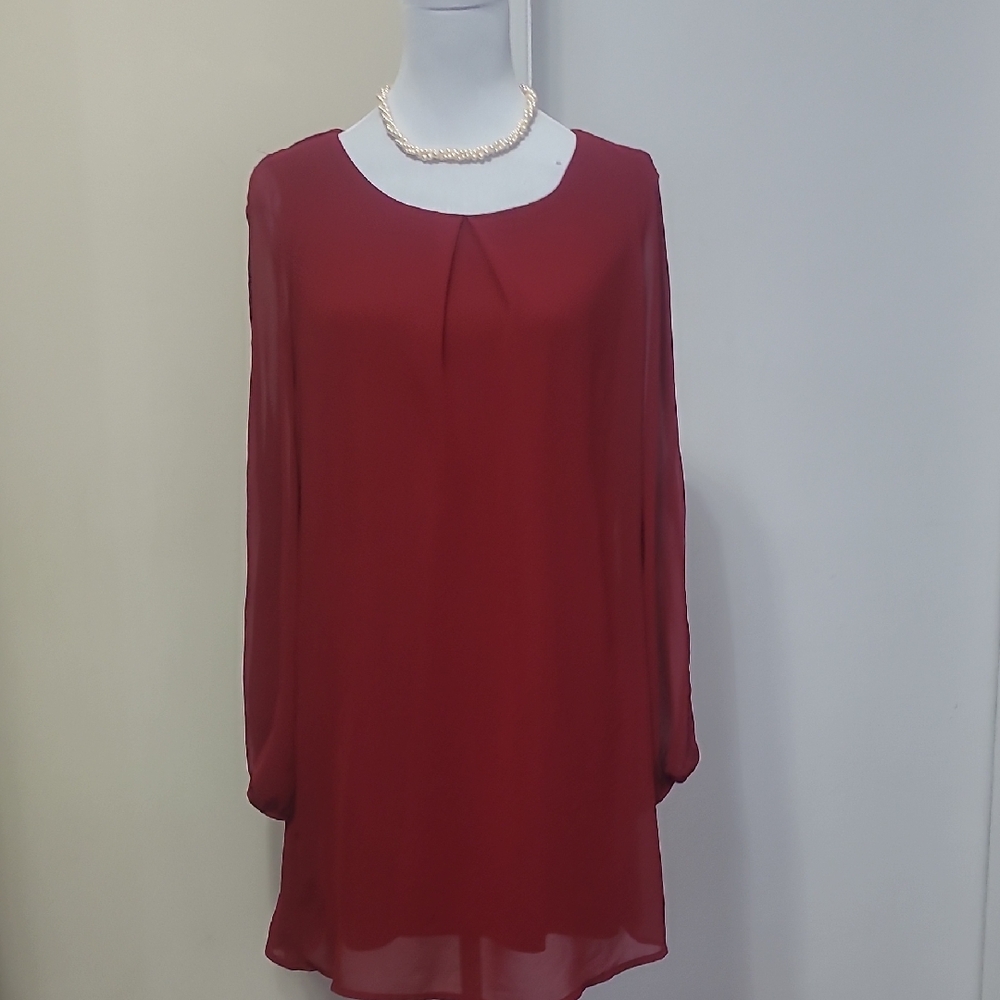 As U Wish Red Long Sleeve Dress